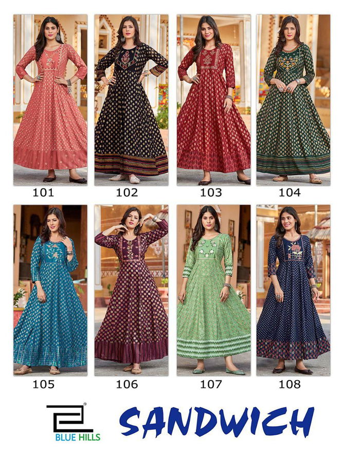 Blue Hills Sandwich Fancy Wear Wholesale Anarkali Kurti Collection